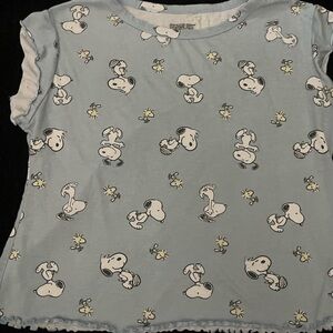 Peanuts Blue Snoopy and Woodstock Top